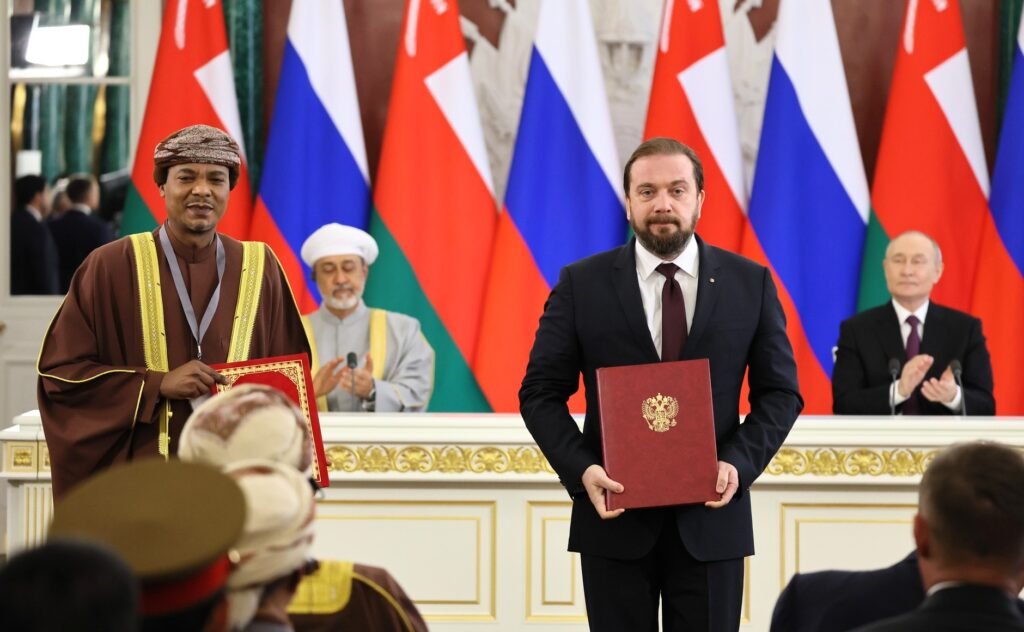 Sultan Haitham bin Tariq of Oman in a file photo from his state visit to Russia in April 2025, ahead of the UK state visit joint statement